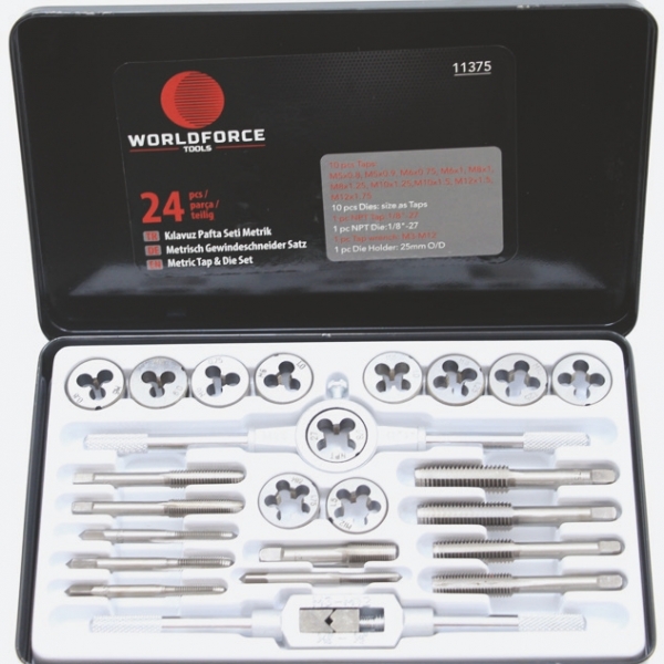 11375 WORLDFORCE KLAVUZ PAFTA SETİ METRİK 24 PRC.